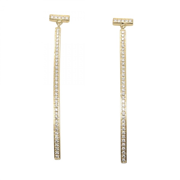 TIFFANY＆CO T-bar Diamond Pierced earrings 18KYG Yellow Gold Used women