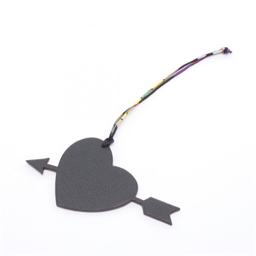 HERMES Petite H Heart bag charm Epsom Togo leather Black Bordeaux Used Women