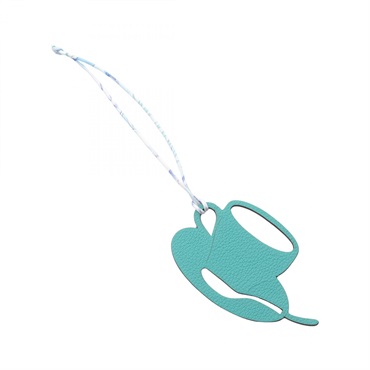 HERMES Petit H Coffee Cup charm Clemence Chevre leatehr Green Beige Used Women