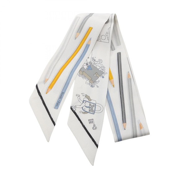 HERMES Twilly A VOS CRAYONS Scarf silk White Multicolor Used Women