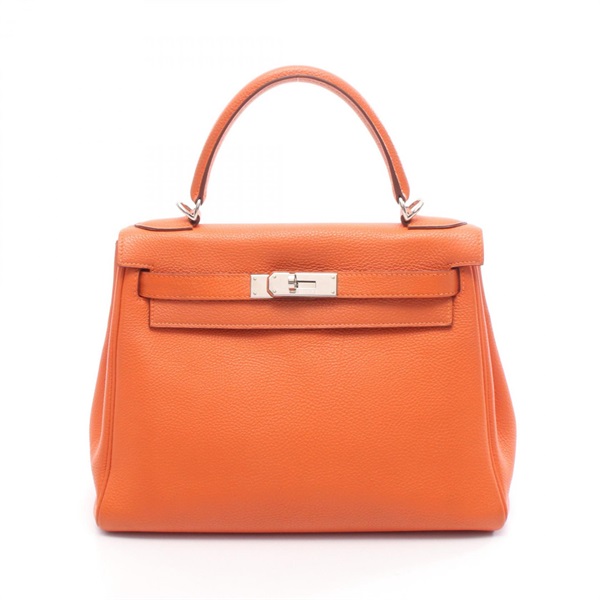 HERMES Kelly 28 shoulder Handbag J Togo leather Orange Used Women SHW