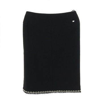 CHANEL COCO Mark skirt #38 P24794 V15066 tweed wool silk Black Used Women