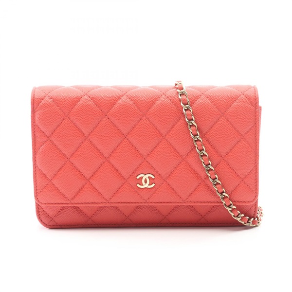 CHANEL Matelasse Chain Shoulder Crossbody Bag AP0250 Calf leather Red GHW Used