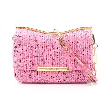 Miu Miu Crossbody Shoulder Bag leather Fabric Pink Used Women GHW