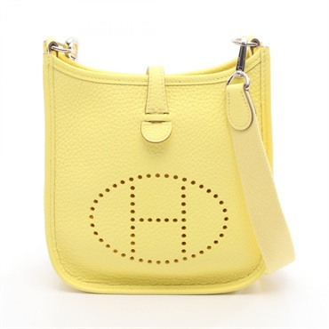 HERMES Evelyne TPM Shoulder crossbody Bag W Taurillon Clemence Lime Used SHW