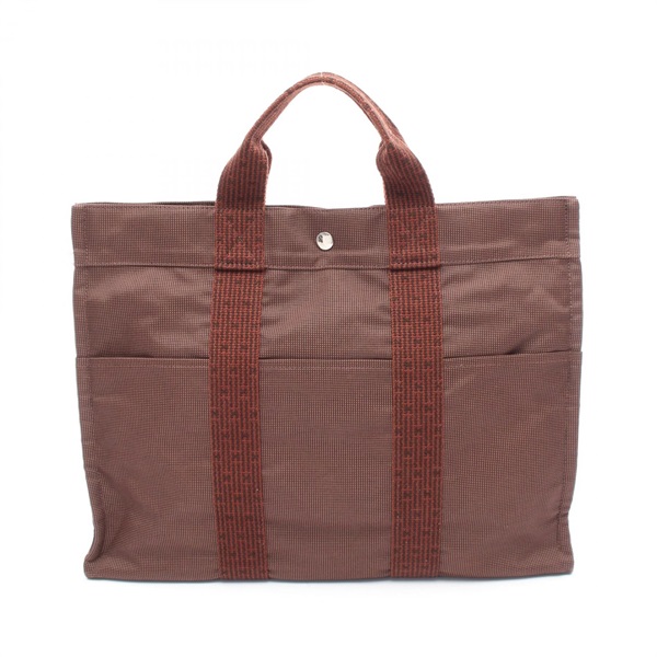 HERMES Herline MM Tote hand Bag canvas Brown Used unisex SHW