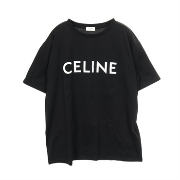 CELINE Loose Logo T-shirt 2X764671Q cotton Black #L Used Mens