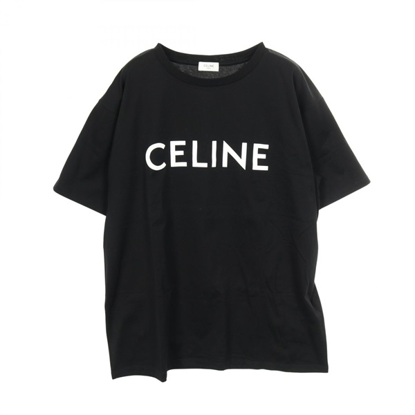CELINE Loose Logo T-shirt 2X764671Q cotton Black #L Used Mens