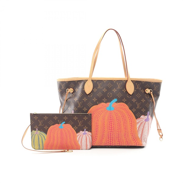 LOUIS VUITTON LV × YK Neverfull MM Tote shoulder Bag M46468 Monogram Pumpkin Dot