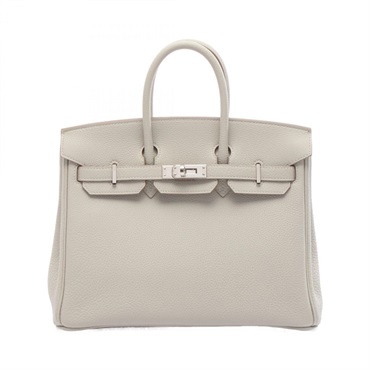 HERMES Birkin 25 Verso Handbag Togo leather Pearl grey Nata Used Women U SHW