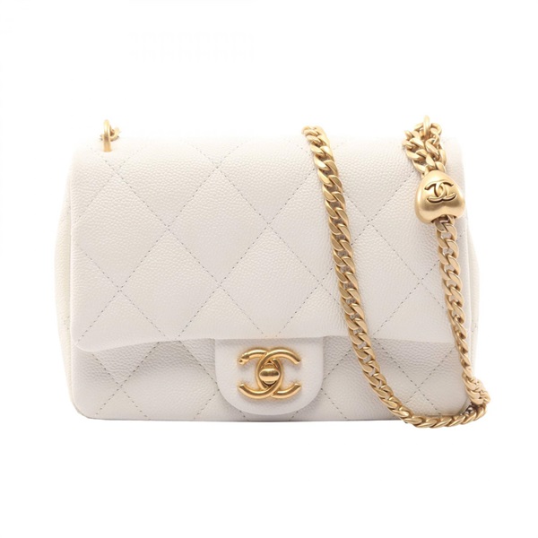 CHANEL Matelasse chain Shoulder Bag AS3829 leather Calfskin White Used GHW
