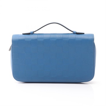 LOUIS VUITTON Zippy XL Around Long Wallet N60079 Damier Leather Infini Blue Used