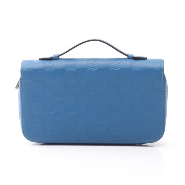 LOUIS VUITTON Zippy XL Around Long Wallet N60079 Damier Leather Infini Blue Used
