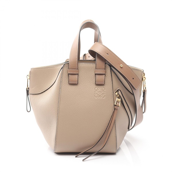 LOEWE hammock compact shoulder Handbag A538H13X03 leather Beige sand Used Women