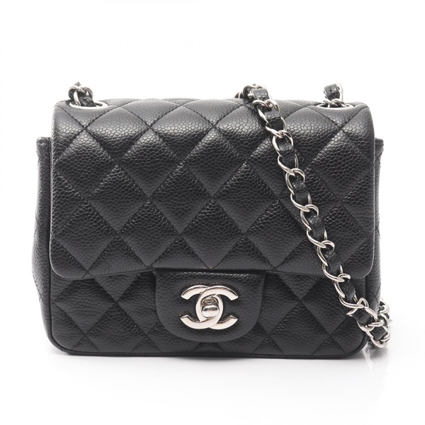 CHANEL Mini Matelasse chain crossbody Shoulder Bag A35200 Calfskin Black SHW