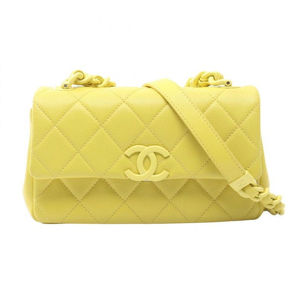 CHANEL Matelasse chain Shoulder crossbody Bag AS2302 Grained Calfskin Yellow