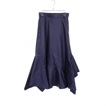 HERMES Mermaid long skirt #34 cotton Navy Used Women