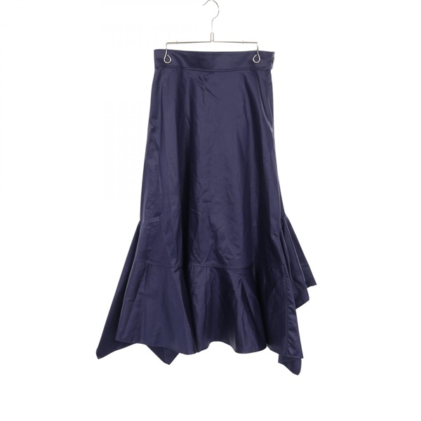 HERMES Mermaid long skirt #34 cotton Navy Used Women