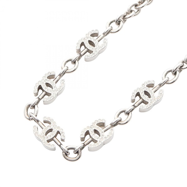 CHANEL COCO Mark Choker Stainless Steel Rhinestone 36.5cm Used Women