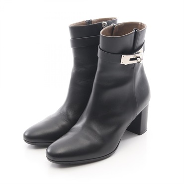 HERMES Saint Germain ankle Kelly Buckle short boots #35.5 leather Black Used