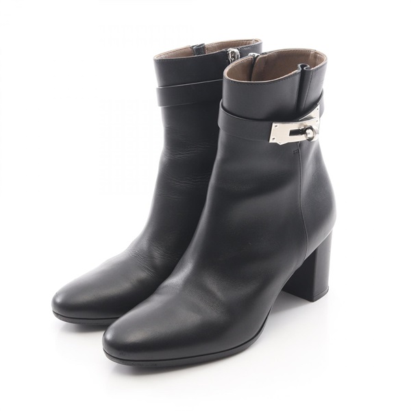 HERMES Saint Germain ankle Kelly Buckle short boots #35.5 leather Black Used