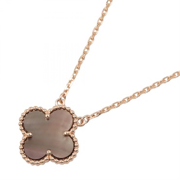 Van Cleef & Arpels Vintage Alhambra Necklace 18KPG Gold Gray mother of pearl