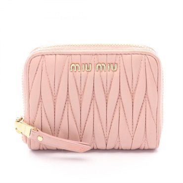 Miu Miu MATELASSE'MIU Coin purse case Compact wallet 5MM268 leather Pink Used