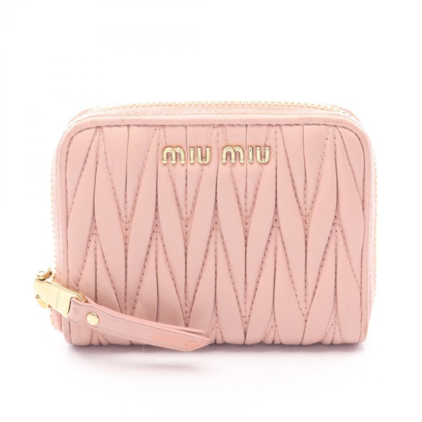 Miu Miu MATELASSE'MIU Coin purse case Compact wallet 5MM268 leather Pink Used