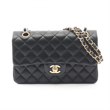 CHANEL Matelasse double flap Shoulder Handbag A01113 leather Black GHW Used CC