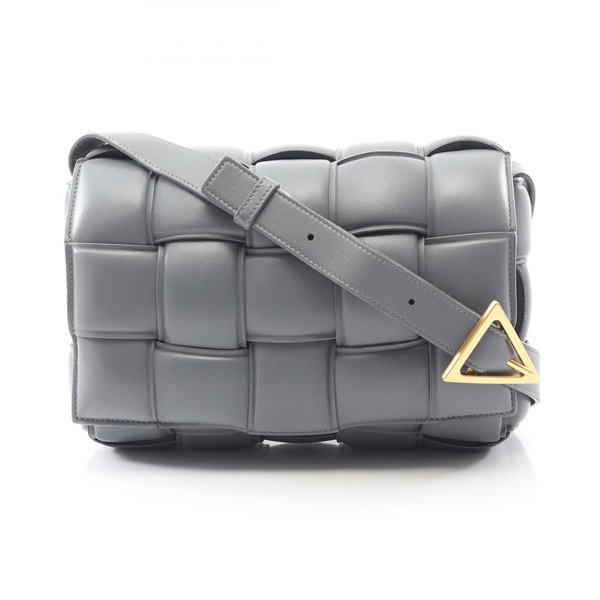 BOTTEGA VENETA Padded Cassette Intrecciato Shoulder Bag 591970 leather Gray Used