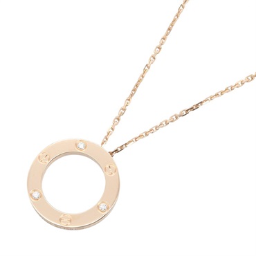 CARTIER Love Necklace 3P Diamond 18KPG Pink Rose Gold Used women