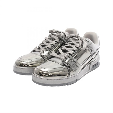 LOUIS VUITTON LV trainer line sneakers #8 shoes 1A9TRA Patent leather Silver