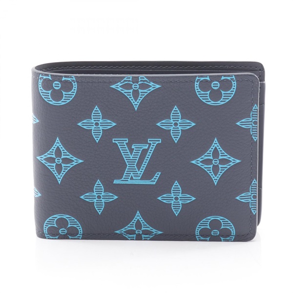 LOUIS VUITTON Portefeuille Multriple Bi-fold wallet M82323 Monogram Shadow Blue