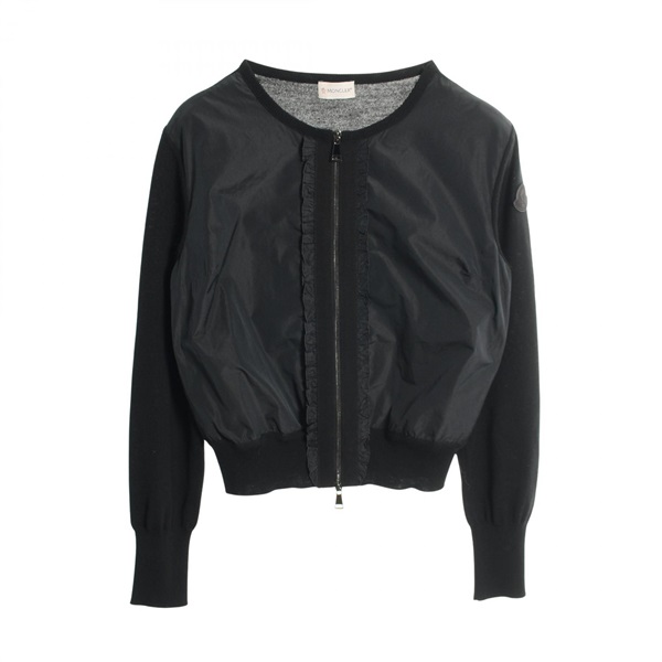 MONCLER cardigan knitwear #XS wool polyester Black Used Women