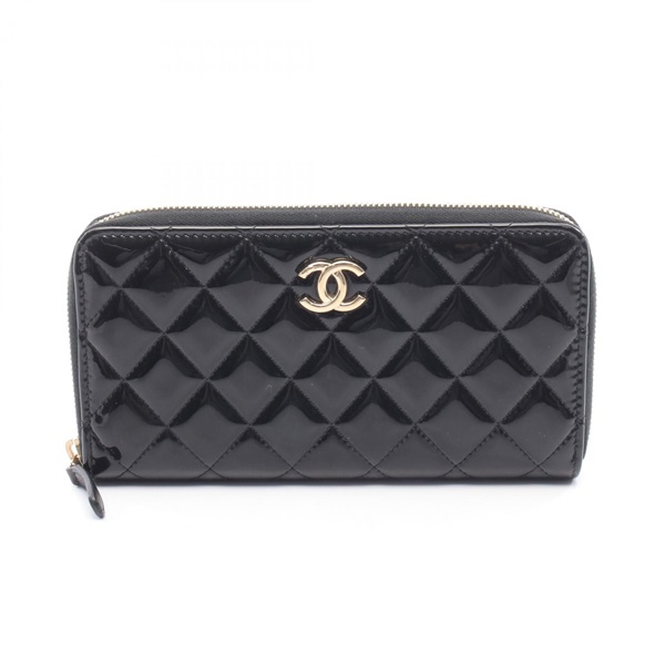 CHANEL Classic Long Zip Matelasse Around long wallet AP1594 Patent leather Black