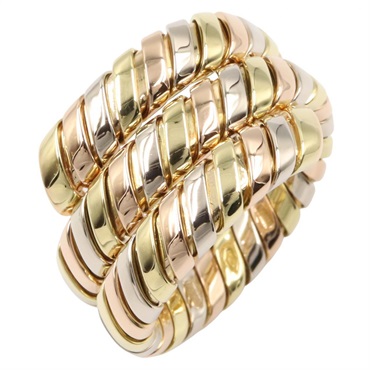 BVLGARI Tubogas Snake Ring 18KYG 18KWG 18KRG Used Women US Size 7