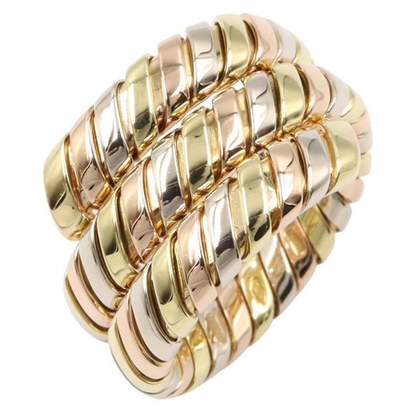 BVLGARI Tubogas Snake Ring 18KYG 18KWG 18KRG Used Women US Size 7