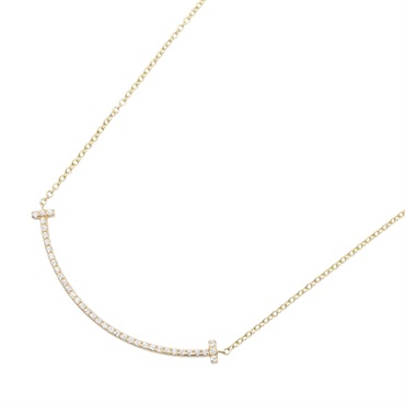 TIFFANY＆CO T Smile Small Diamond Necklace 18KYG Yellow Gold Used women