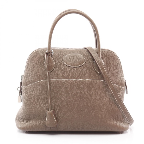 HERMES Bolide 31 Shoulder Handbag Clemence leather Gray Etoupe Grey SHW Used T