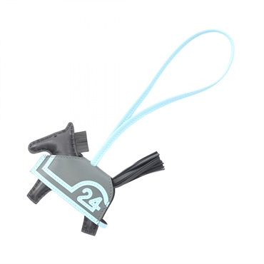 HERMES Rodeo PM Robeo Coeur Bag Charm Agneau milo Swift leather Black Blue K