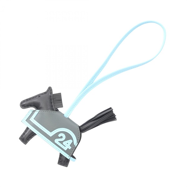 HERMES Rodeo PM Robeo Coeur Bag Charm Agneau milo Swift leather Black Blue K