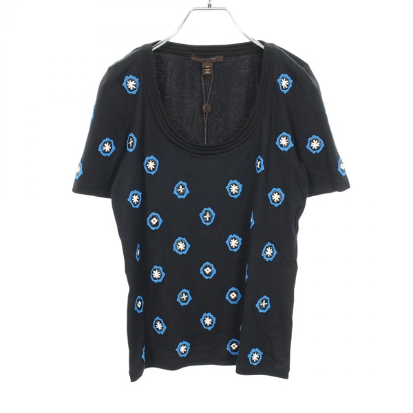 LOUIS VUITTON Knit Tops RW151A F7TS07BT5 cotton Black Blue Used Women size M