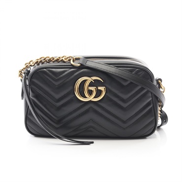 GUCCI GG Marmont Chain Shoulder Crossbody Bag 447632 leather Black Used Women