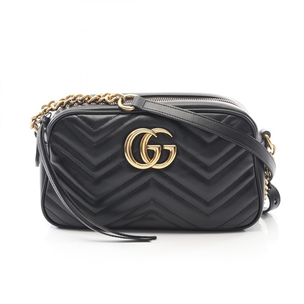 GUCCI GG Marmont Chain Shoulder Crossbody Bag 447632 leather Black Used Women