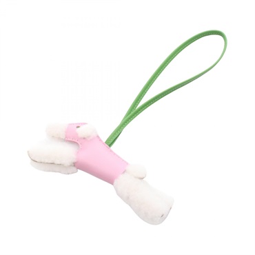 HERMES Buddy bag charm K Agneau milo Mouton Mauve sylvestre Vert yucca Women