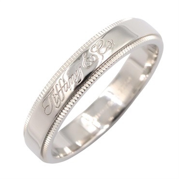 TIFFANY＆CO Notes Milgrain Ring Pt950 Platinum Used Women US size #8.25