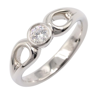 TIFFANY＆CO Double Open Deer Drop 1PD Ring Pt950 Platinum Used US Size 5.25