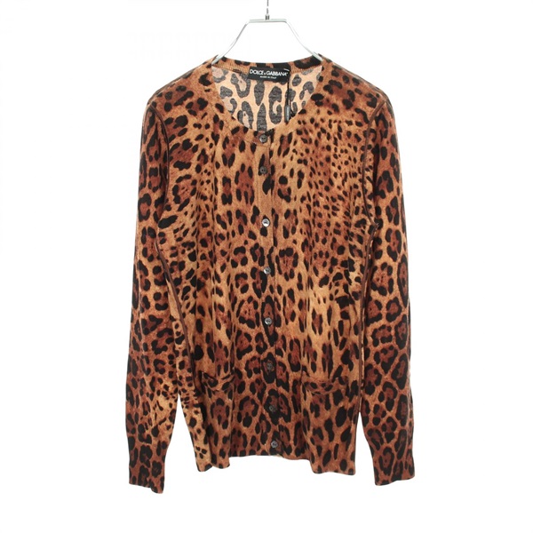 DOLCE & GABBANA Leopard cardigan wool Brown Multicolor #42 Used Women
