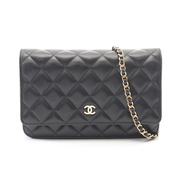 CHANEL Matelasse Chain Shoulder Handbag Lambskin sheep leather Black GHW Used CC