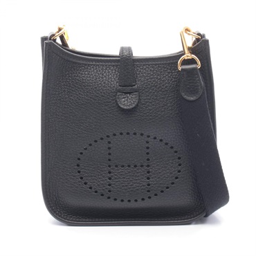 HERMES Evelyne TPM Shoulder Crossbody Bag Clemence leather Black GHW Used U